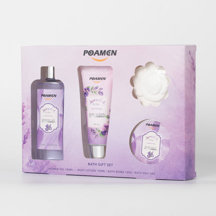 Poamcn Bath and Body Gift Set,Home Spa Gift Set for Women,Lavender Scent,4 Piece Set