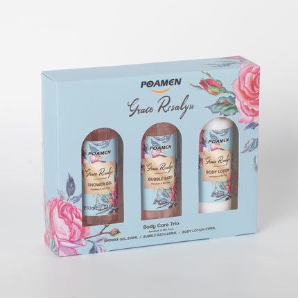 Poamcn Bath and Body Gift Set,Home Spa Gift Set for Women,Rose Scent,3 Piece Set