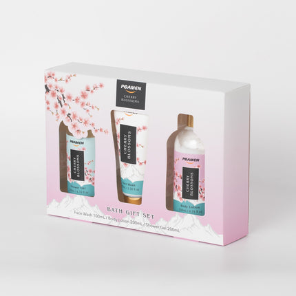 Poamcn Bath and Body Gift Set,Home Spa Gift Set for Women,Japanese Cherry Blossom Scent,3 Piece Set