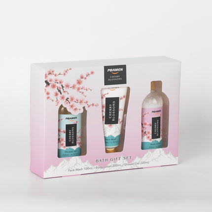 Poamcn Bath and Body Gift Set,Home Spa Gift Set for Women,Japanese Cherry Blossom Scent,3 Piece Set