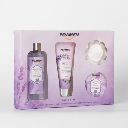 Poamcn Bath and Body Gift Set,Home Spa Gift Set for Women,Lavender Scent,4 Piece Set
