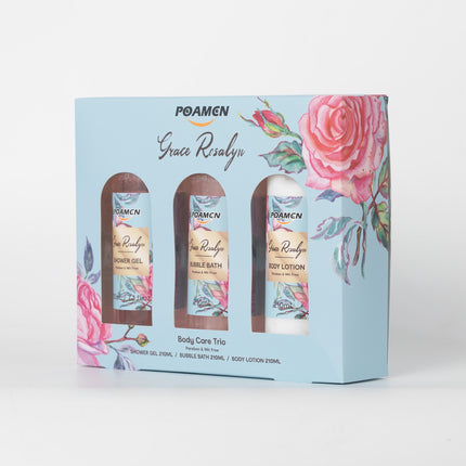 Poamcn Bath and Body Gift Set,Home Spa Gift Set for Women,Rose Scent,3 Piece Set
