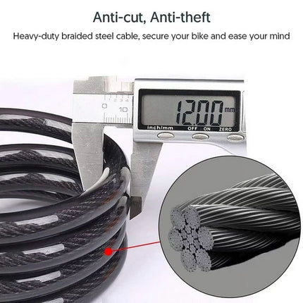 FONA 4ft 4-Digit Resettable Combination Bike Cable Lock, Anti-Theft Secure Bicycle Lock for Outdoor Use, Black