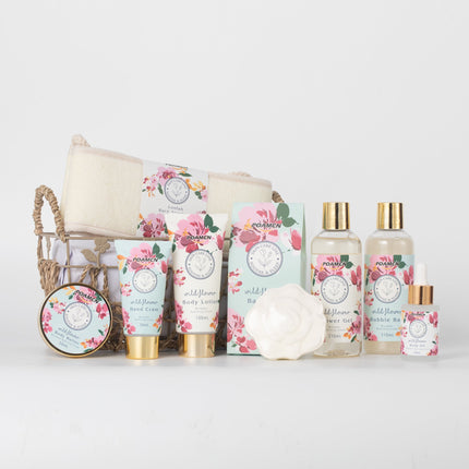 Poamcn Bath and Body Gift Set,Home Spa Gift Basket Set for Women,Japanese Cherry Blossom Scent,9 Piece Set
